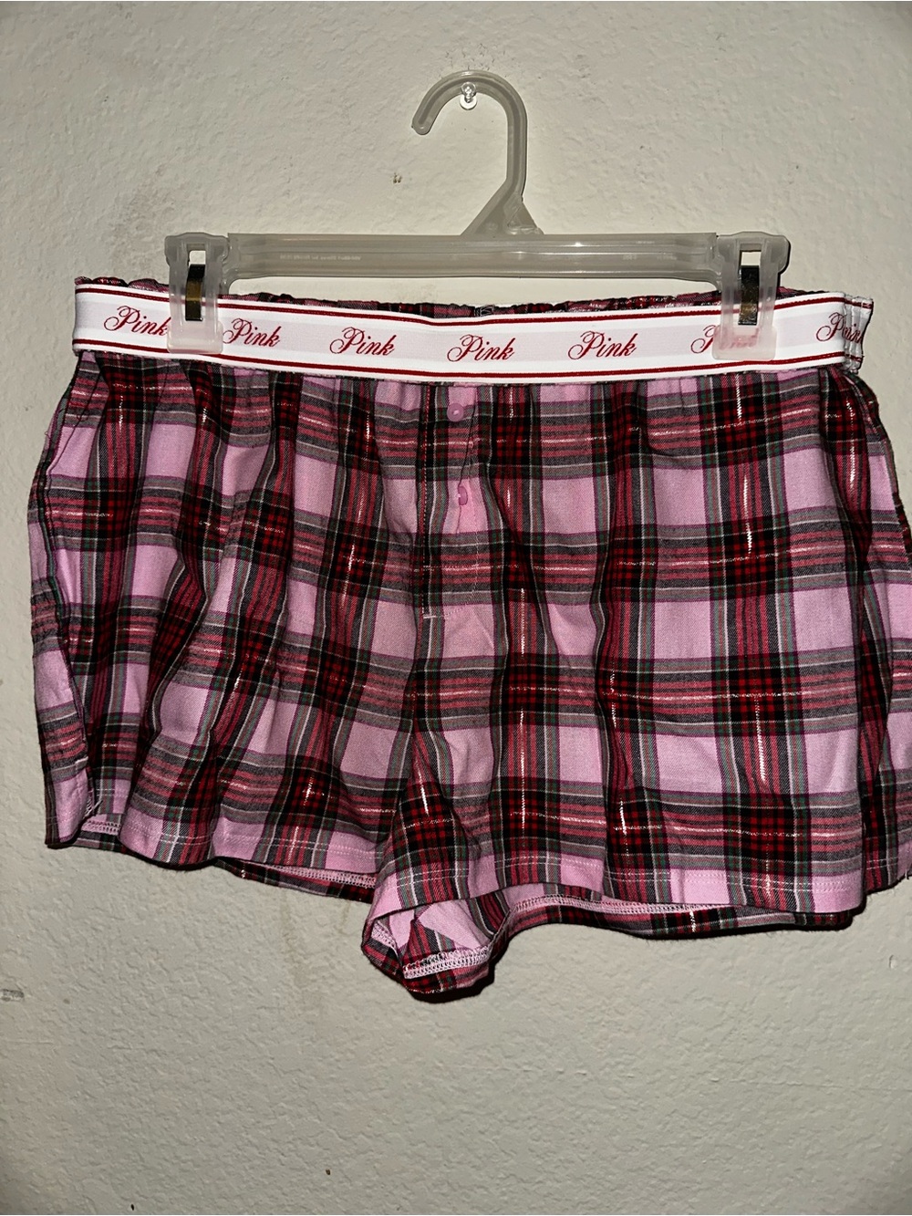 Victorias secret PINK pink and red shimmer sleep shorts size M